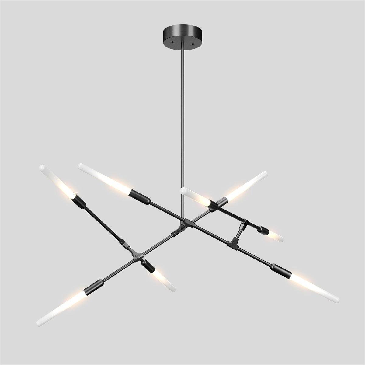 Black Dawn Chandeliers Horizontal with 8heads measuring ∅ 48.8″ x H 26.8″