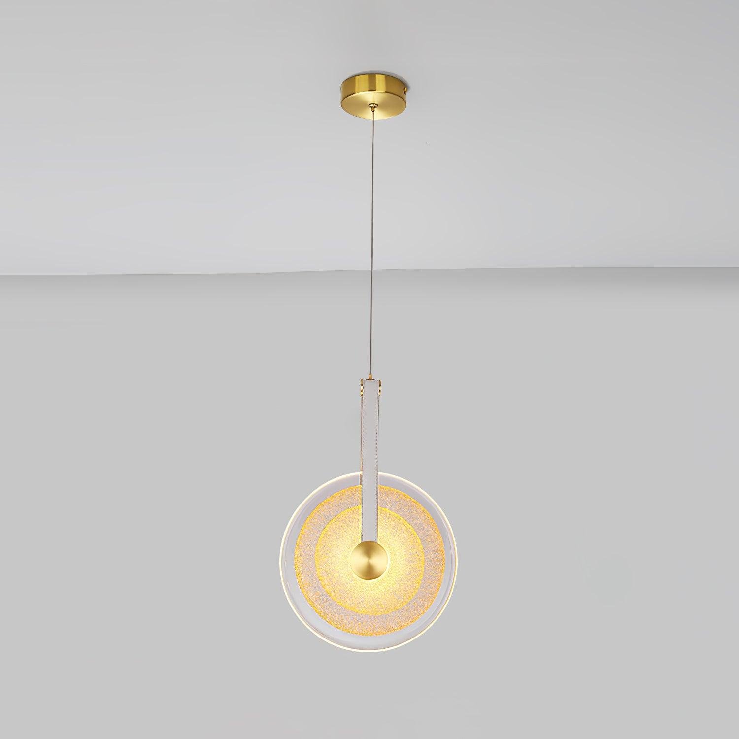Paolo Castelli Pendant Lamp in Gold and Clear, with Cool Light, measuring Ø 7.9″ x H 8.7″ (20cm x 36cm)