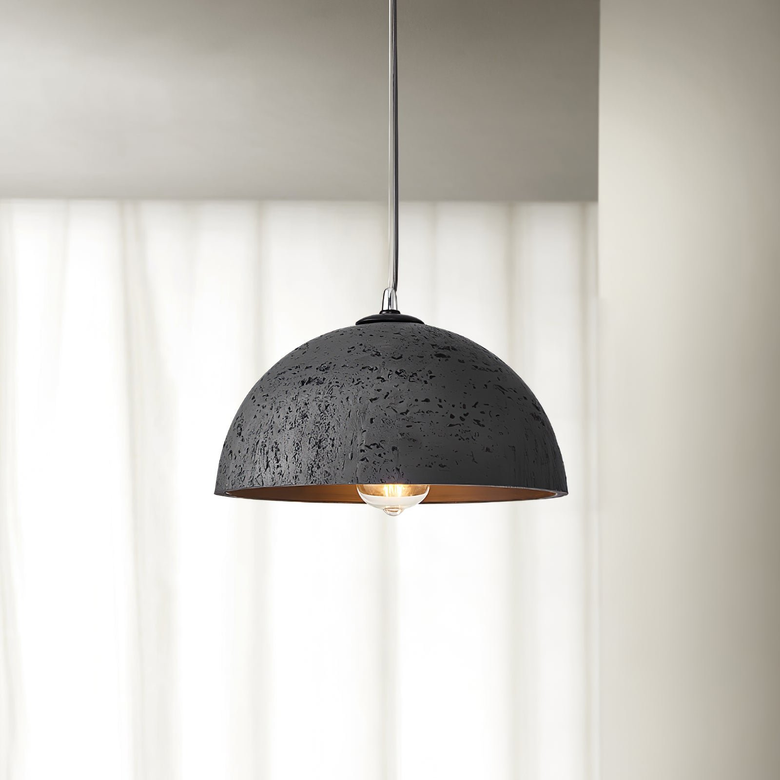 Black Dome Morphe Pendant Light, measuring 11.8 inches in diameter and 9.8 inches in height (or 30cm x 25cm).