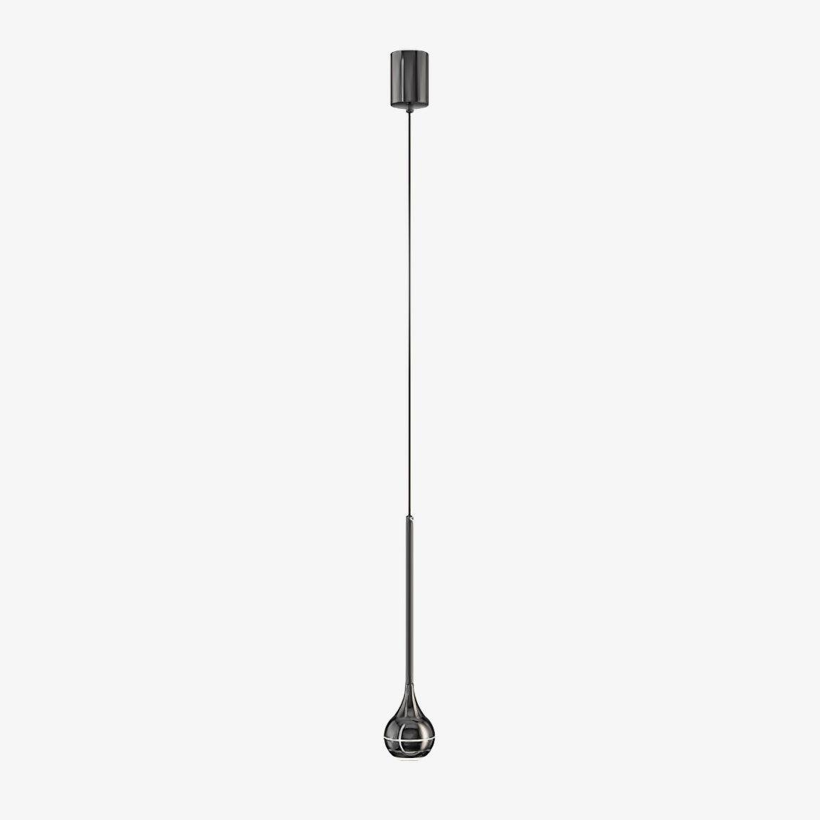 Black Elie Pendant Lamp with Cool Light, Diameter 3.1″ x Height 59″ (8cm x 150cm)