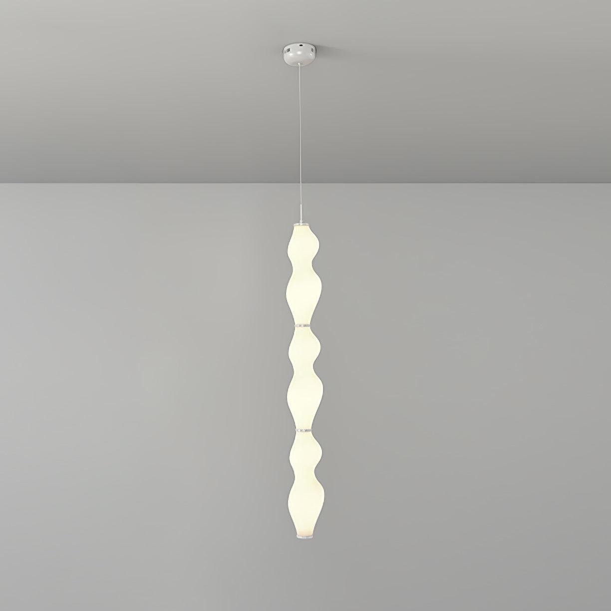 Empirico Pendant Lamp in White, with a 6.3-inch diameter and 55.1-inch height (or 16cm x 140cm), emitting cool light.