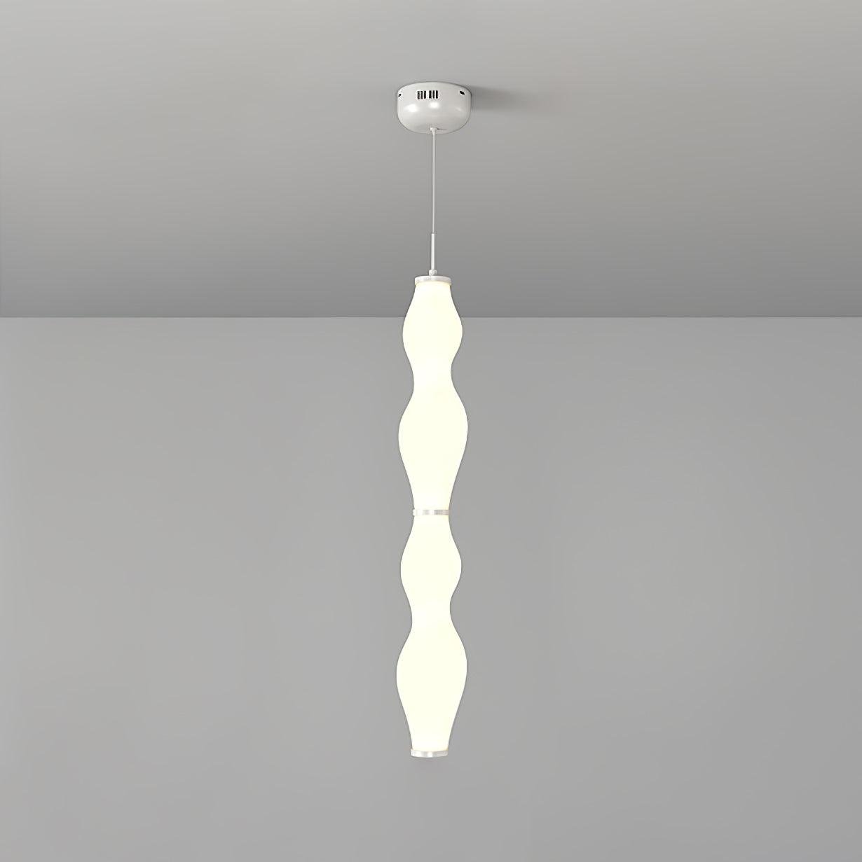 White Empirico Pendant Lamp: 6.3-inch Diameter, 39.4-inch Height (16cm x 100cm); Emits Cool Light.