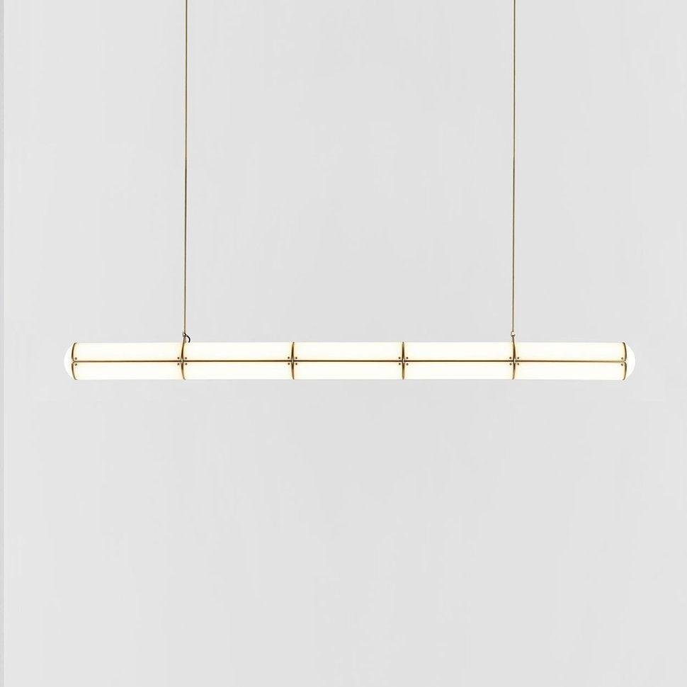 Gold Endless Straight Pendant Light in Cool White, Ø 59" x H 35" (Dia 150cm x H 89cm)