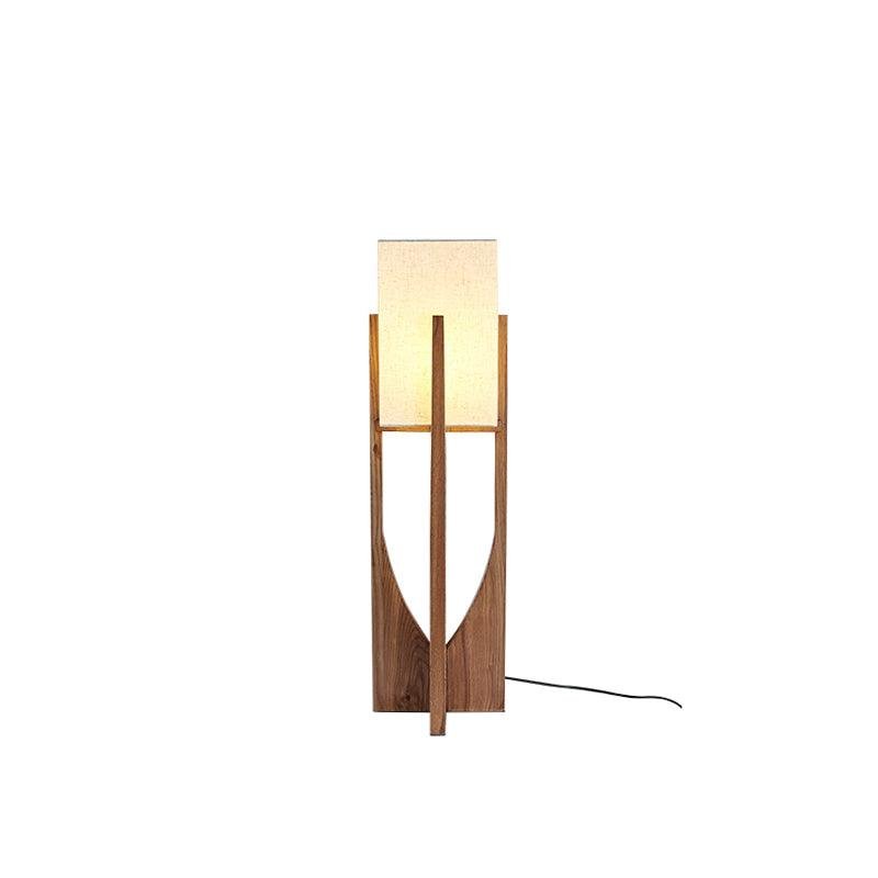 Walnut Wood Floor Lamp - EU Plug, Size: 23 cm (Diameter) x 82 cm (Height)