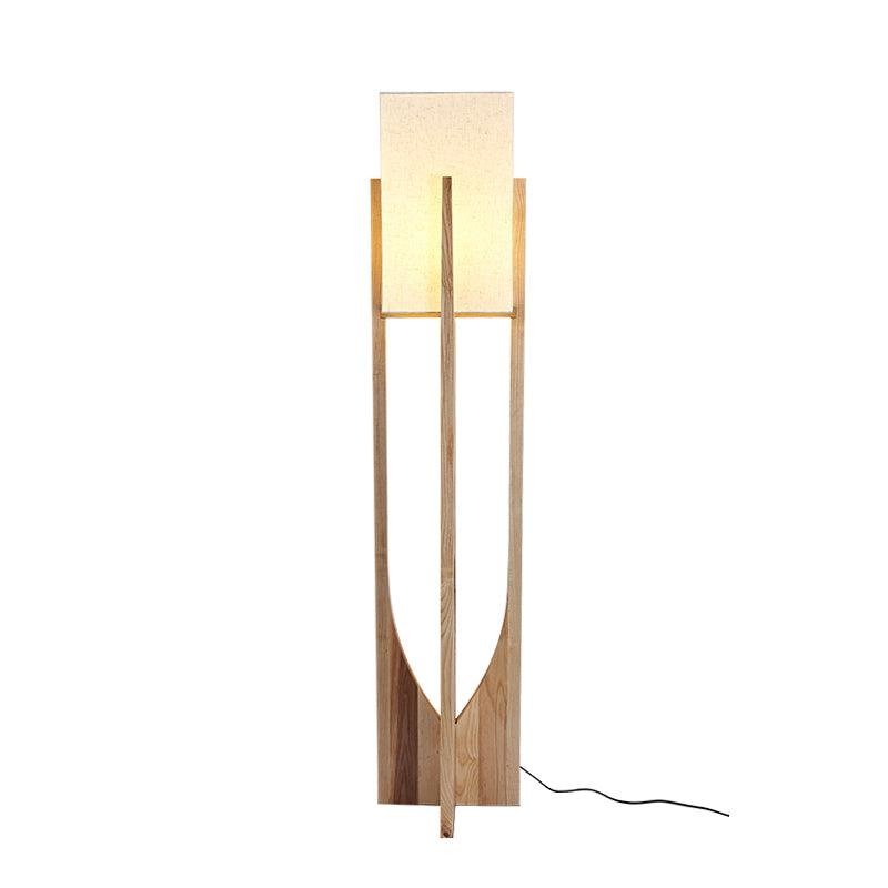 Fairbanks Floor Lamp in Wood Color with UK Plug, Diameter 9.1" x Height 57" (23 cm x 145 cm)