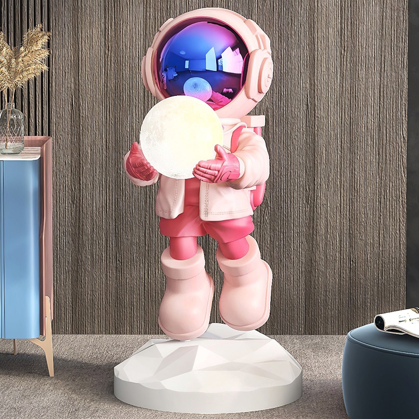 Fantasy Astronaut Floor Light with Pink UK Plug, 15.7" Diameter and 31.4" Height (40cm x 80cm)