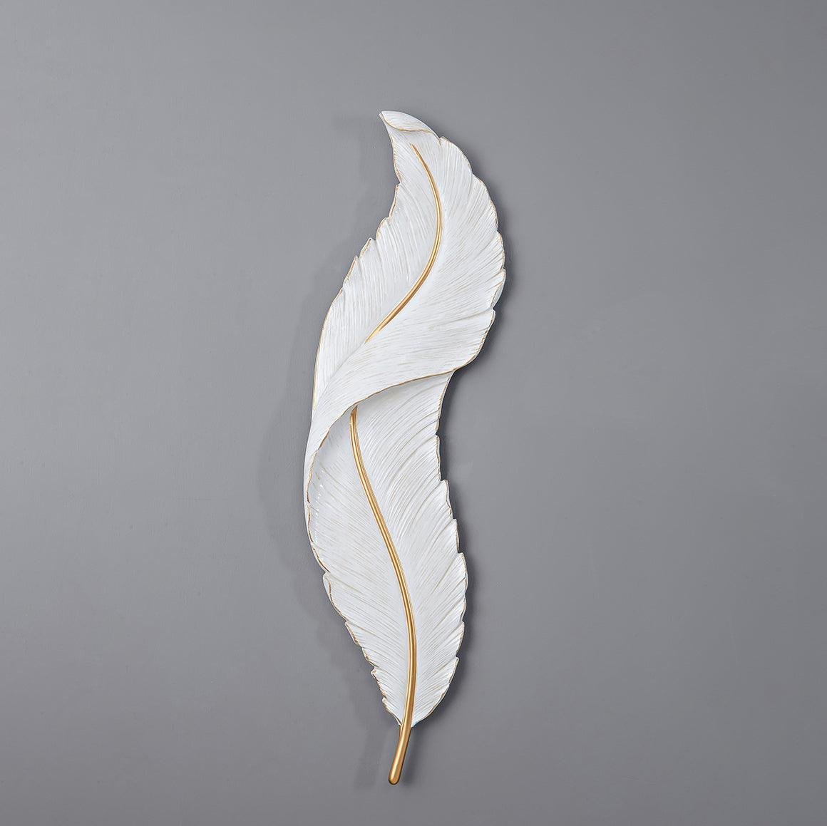 Feather Wall Lamp W 9.4″ x H 35.8″ , W 24cm x H 91cm , White\Gold , Three-color changing light