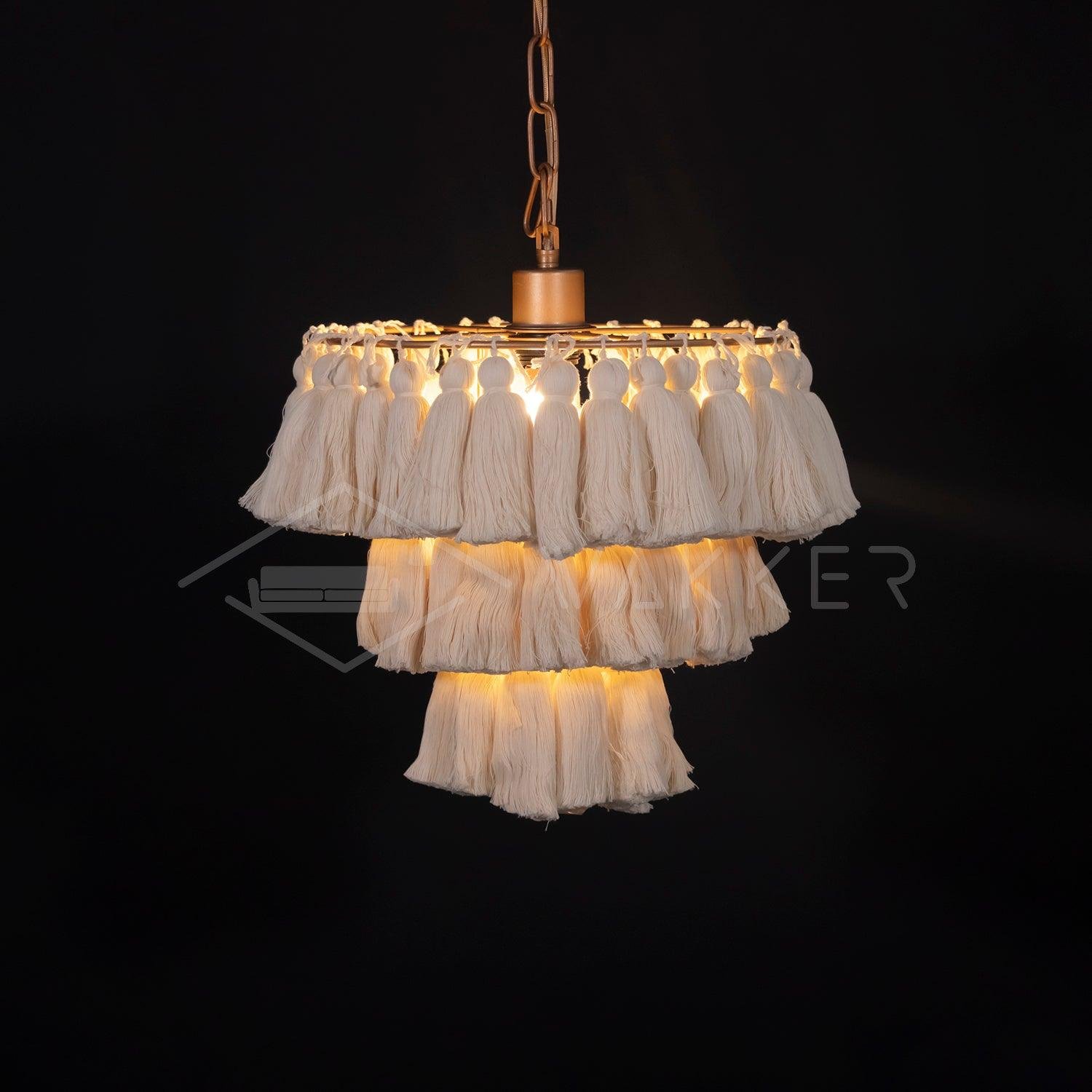 Tassel Chandeliers in White, with a diameter and height of 11.8 inches (or 30cm)