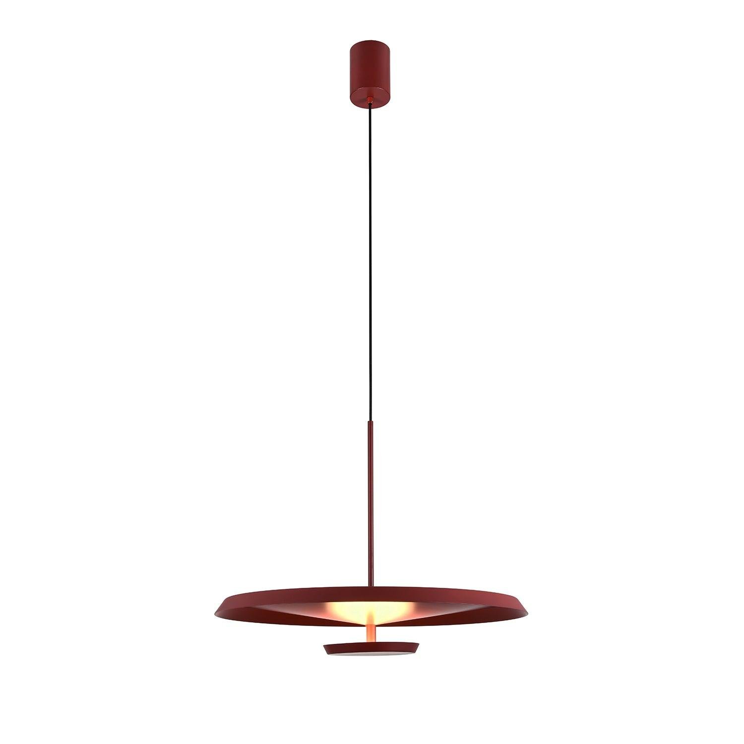 Dark Red Cool Light Flat Pendant Light with a diameter of 9.8 inches and a height of 10.4 inches (25cm x 26.5cm).