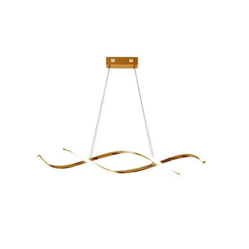 Gentle Waves Pendant Light in Gold, with Cool Light, measuring L 39.4″ x H 59″ (L 100cm x H 150cm)