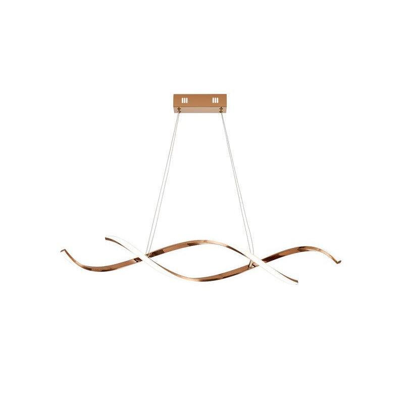 Rose Gold Pendant Light with Gentle Waves Design in L 39.4″ x H 59″, L 100cm x H 150cm Size and Cool Lighting