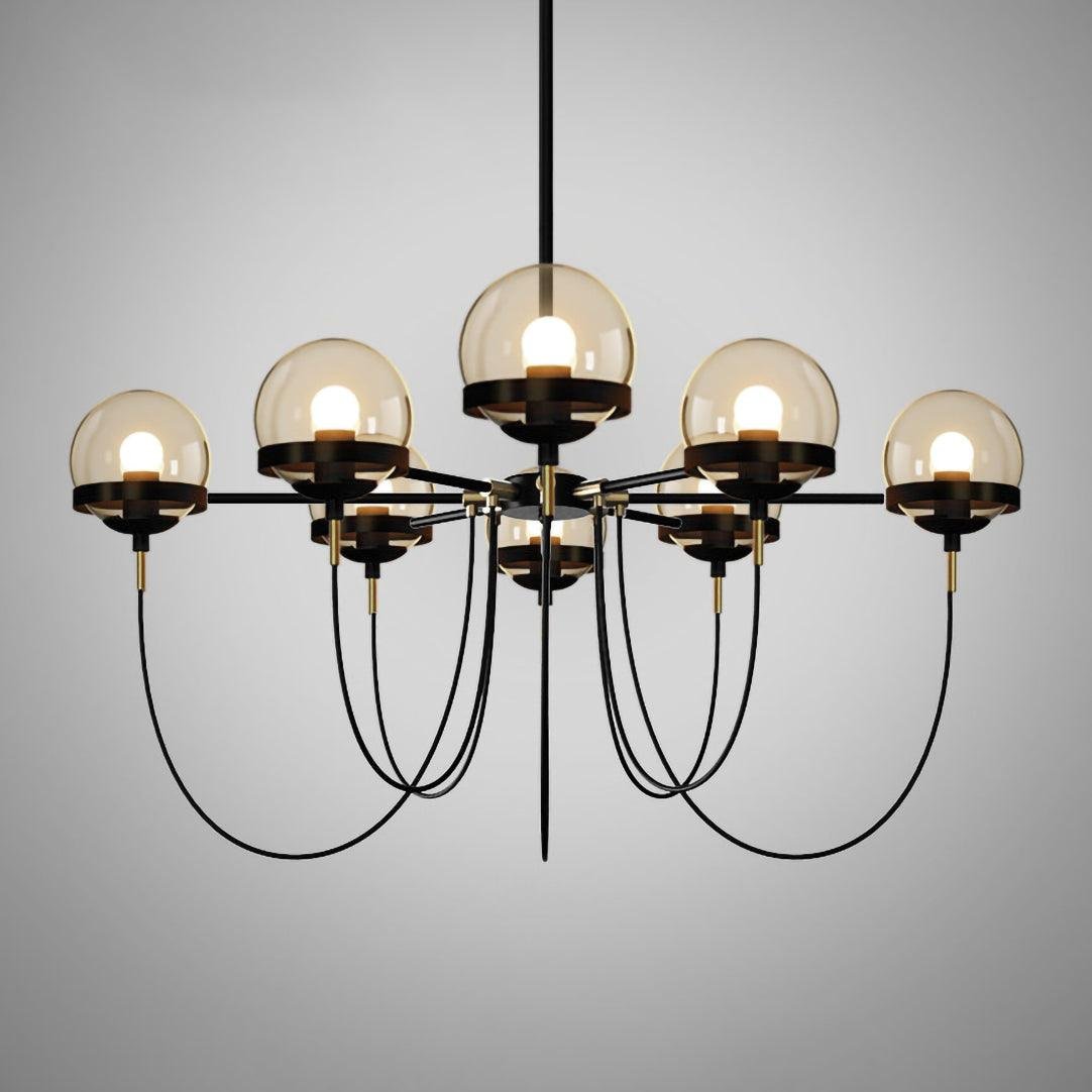 Black and White Glass Ball Chandelier with 8heads - Dimensions: ∅ 37.4″ x H 15.7″ , Dia 95cm x H 40cm