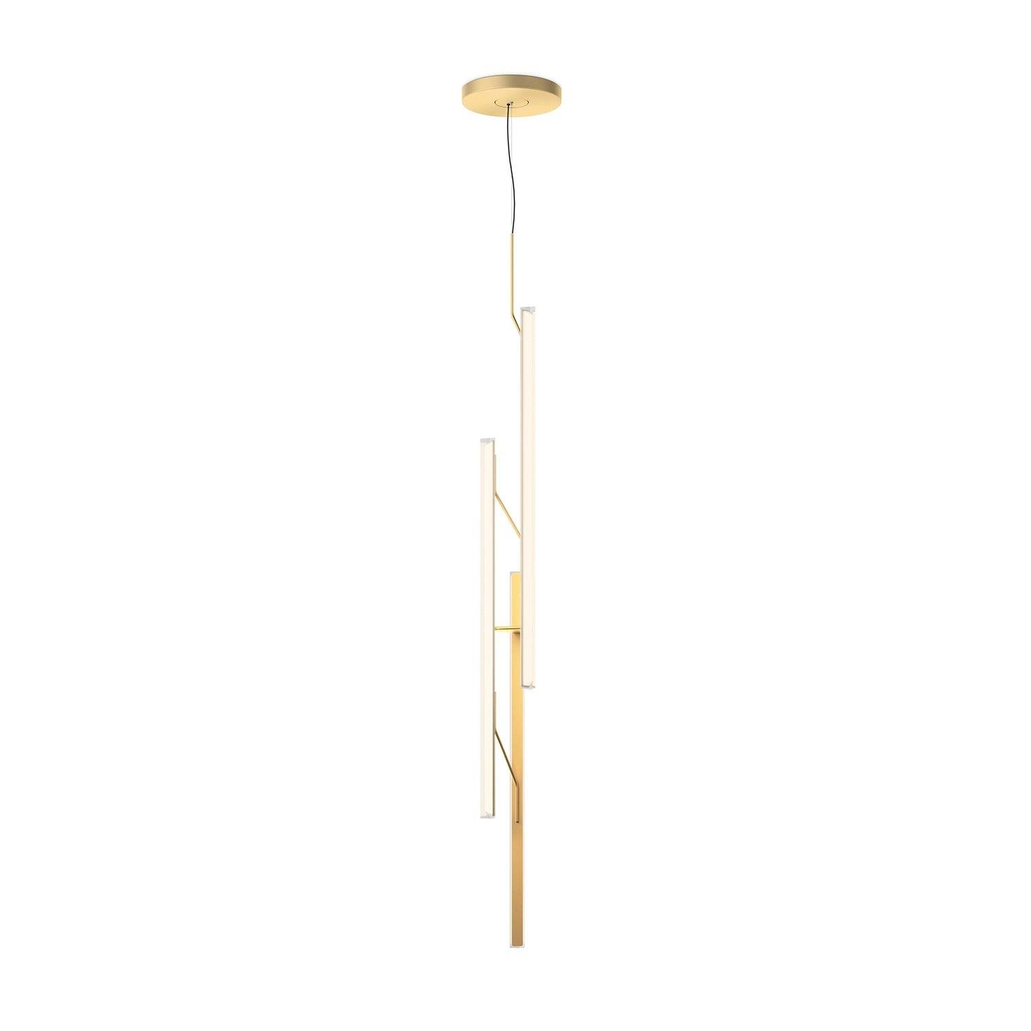 Halo Jewel Pendant Light in Gold with Cool Light, Diameter 11.8″ x Height 55.1″ (30cm x 140cm)