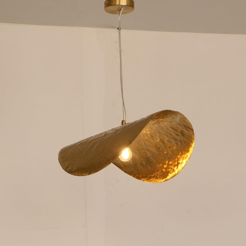 Hammered Pendant Light in Polished Brass - Model B, Size: L 23.6″ x W 12.6″ x H 7.5″ (L 60cm x W 32cm x H 19cm)