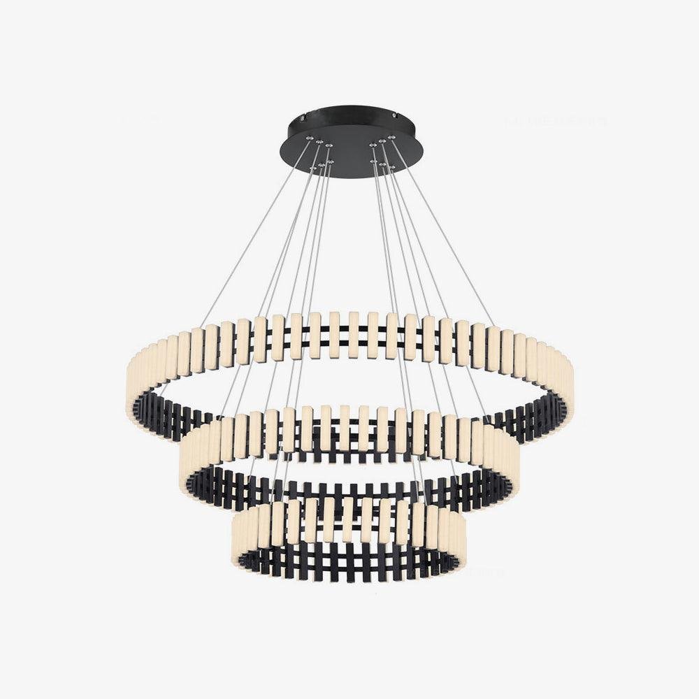 Black or White Hanging LED Chandelier in Cool Light with Dimensions of 15.7", 23.6" and 31.5" Diameter x 59" Height
