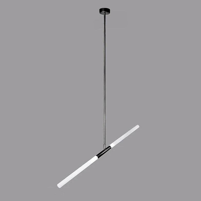 Black and White Hash Linear Suspension Pendant Light with 2 Heads, 39.4" Diameter x 43.3" Height (100cm Diameter x 110cm Height), in Cool White