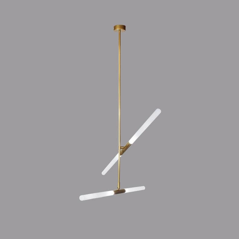 Linear Suspension with 4 Heads, measuring 39.4" in diameter and 43.3" in height, or 100cm in diameter and 110cm in height. Comes in Gold+White finish and produces a Cool White light.