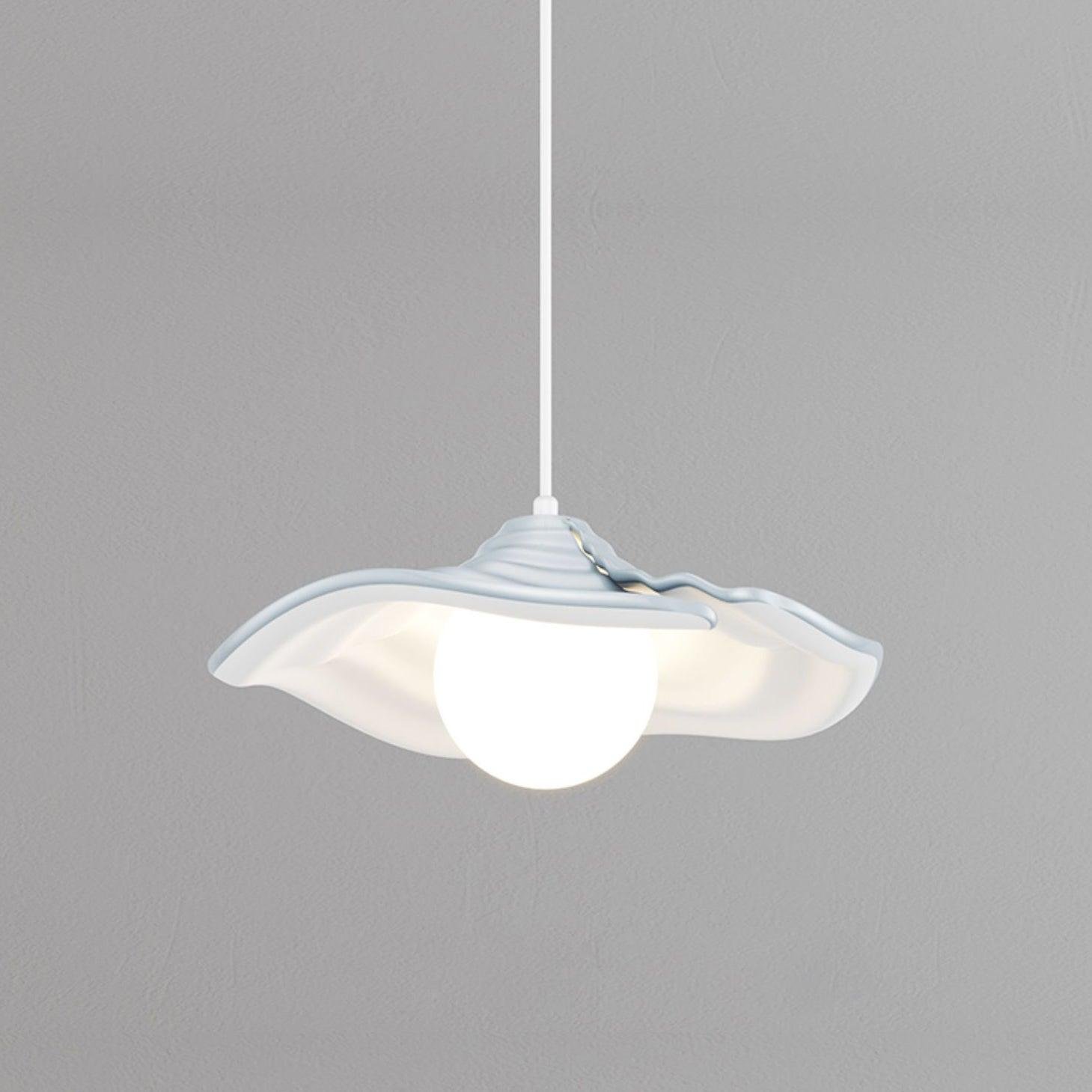 Pendant Light: White Hat Design with Cool Light, 11.8" Diameter and 5.9" Height (30cm x 15cm)