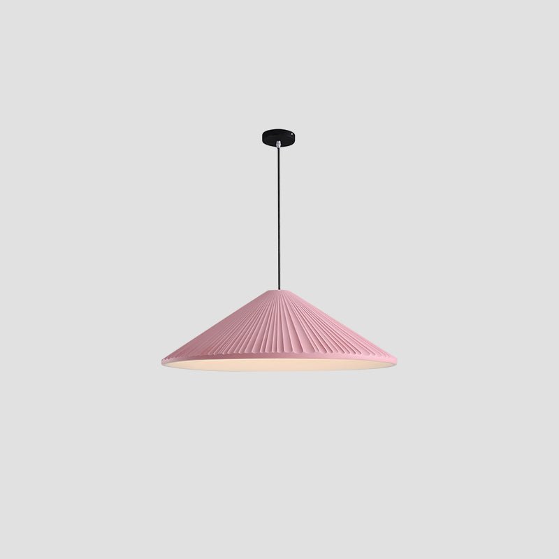 Pink Resin Pendant Lamp with Hat Design - 16.5 cm Diameter x 59 inches Height, Three-Color Changing Light, 42cm Diameter x 150cm Height