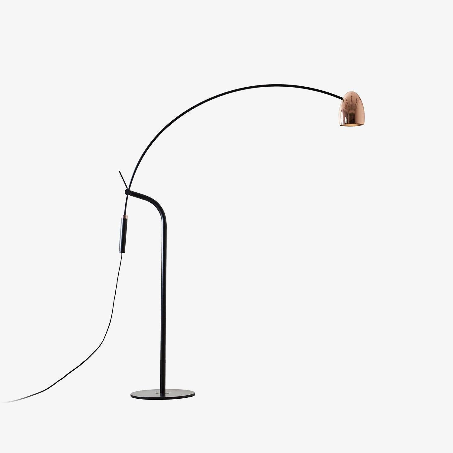 Black + Rose Gold Hercules Floor Lamp with a diameter of 45.3 inches and a height of 65 inches, or 115cm x 165cm respectively, equipped with an EU plug