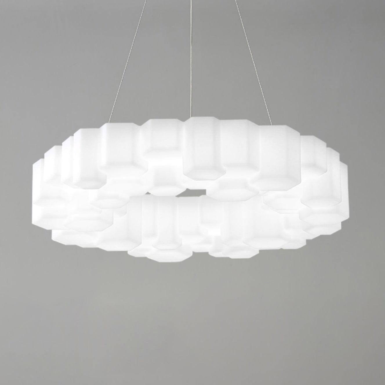Cool White White Honeycomb Chandelier - Size: 26.7" in Diameter, 5.9" in Height (68cm x 15cm)