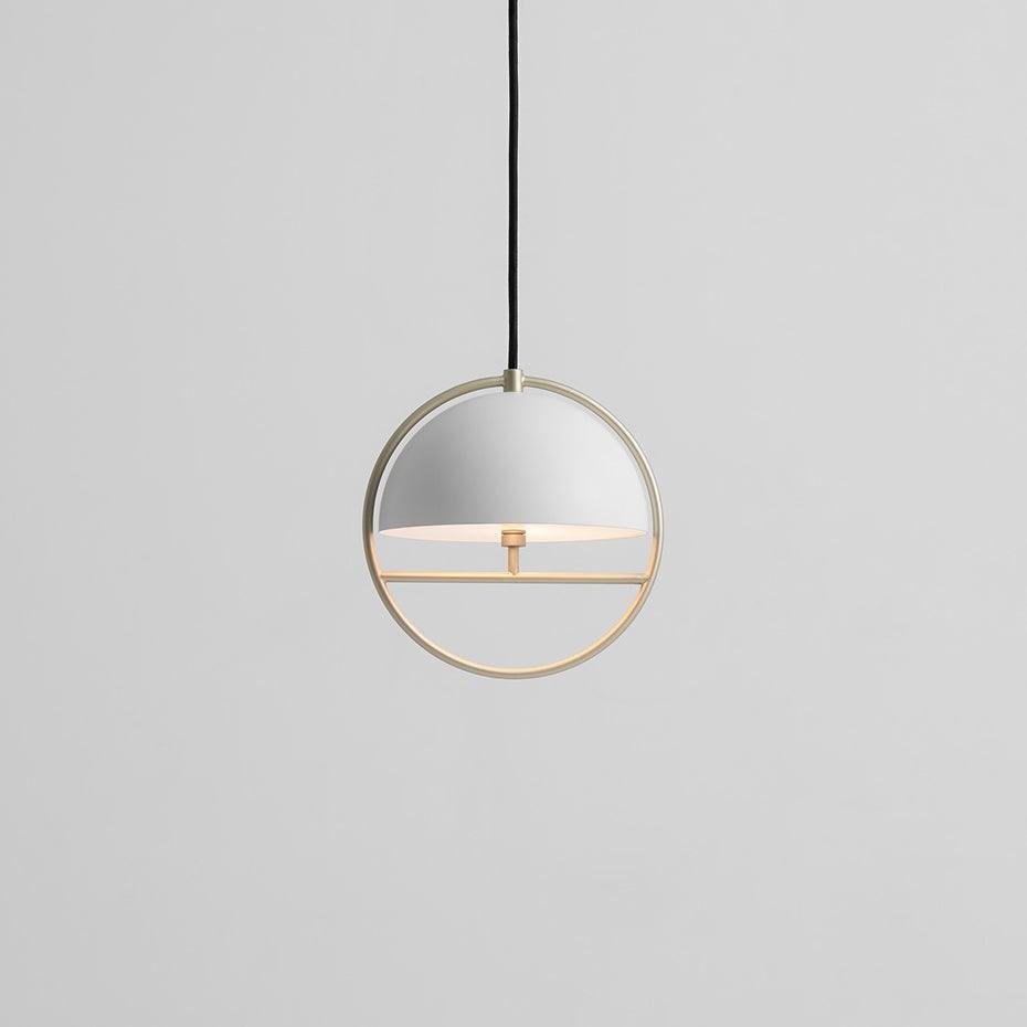 Gold and White Huan Pendant Lamp, 7.8 inch diameter x 8.8 inch height (20cm diameter x 22.6cm height)