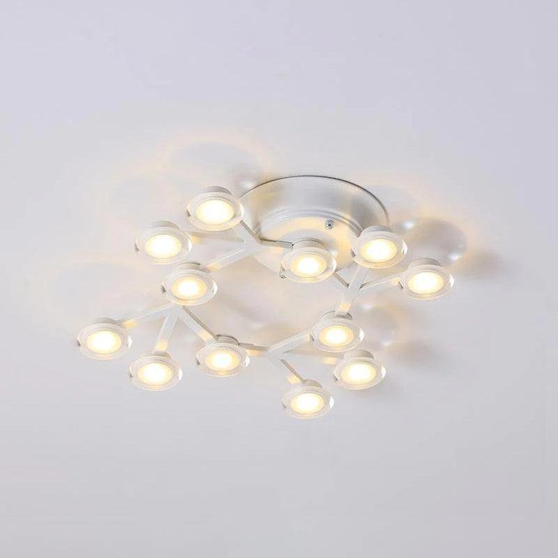 12-Head Round LED Net Ceiling Wall Lamp in White with Warm White Light.