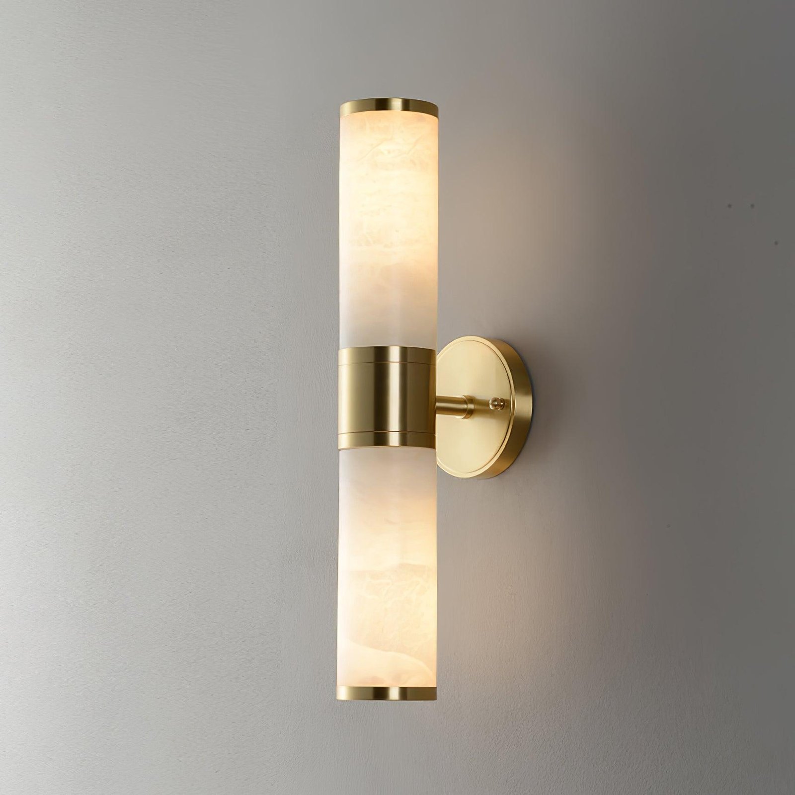 Marble Wall Lamp, Lampatron, Brass and White, Diameter 3.1" x Height 18.9" (8cm x 48cm)