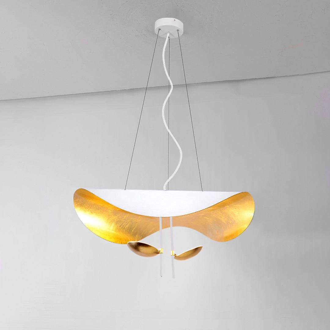 Lederam Manta Pendant Light ∅ 31.5″ x H 13.8″ , Dia 80cm x H 35cm , White+Gold , Cool white