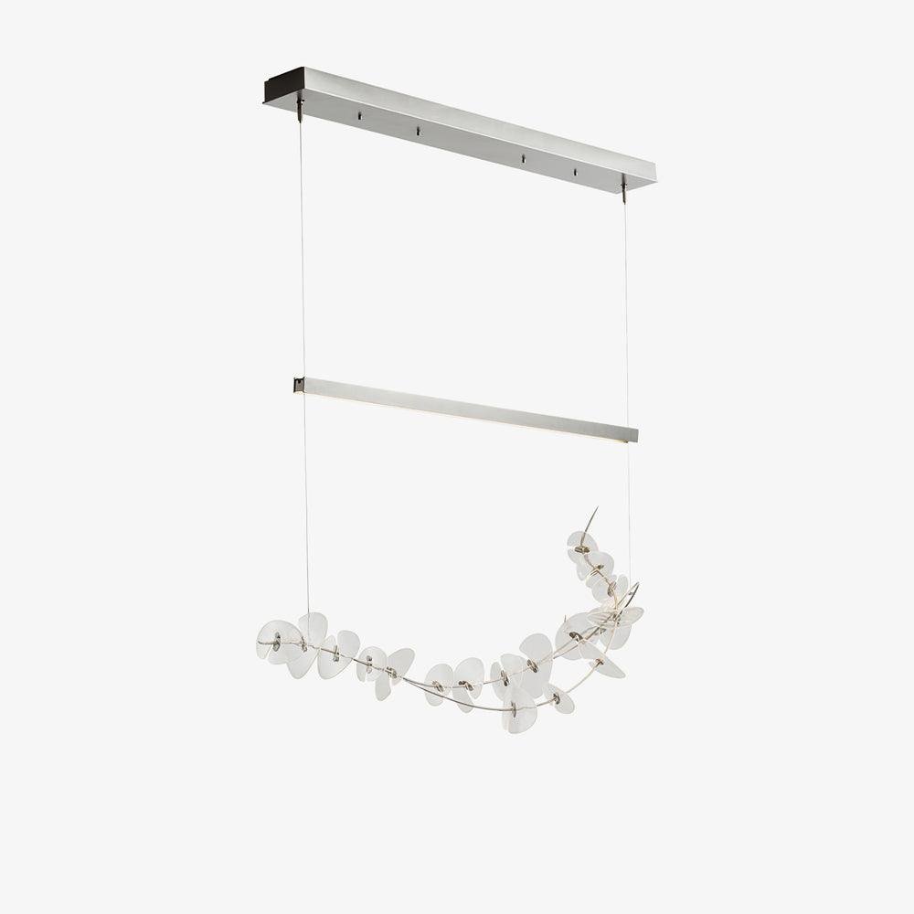 Lily LED Pendant Light in Chrome and Clear - Cool Light, Size L 47.2″ x H 59″ (L 120cm x H 150cm)