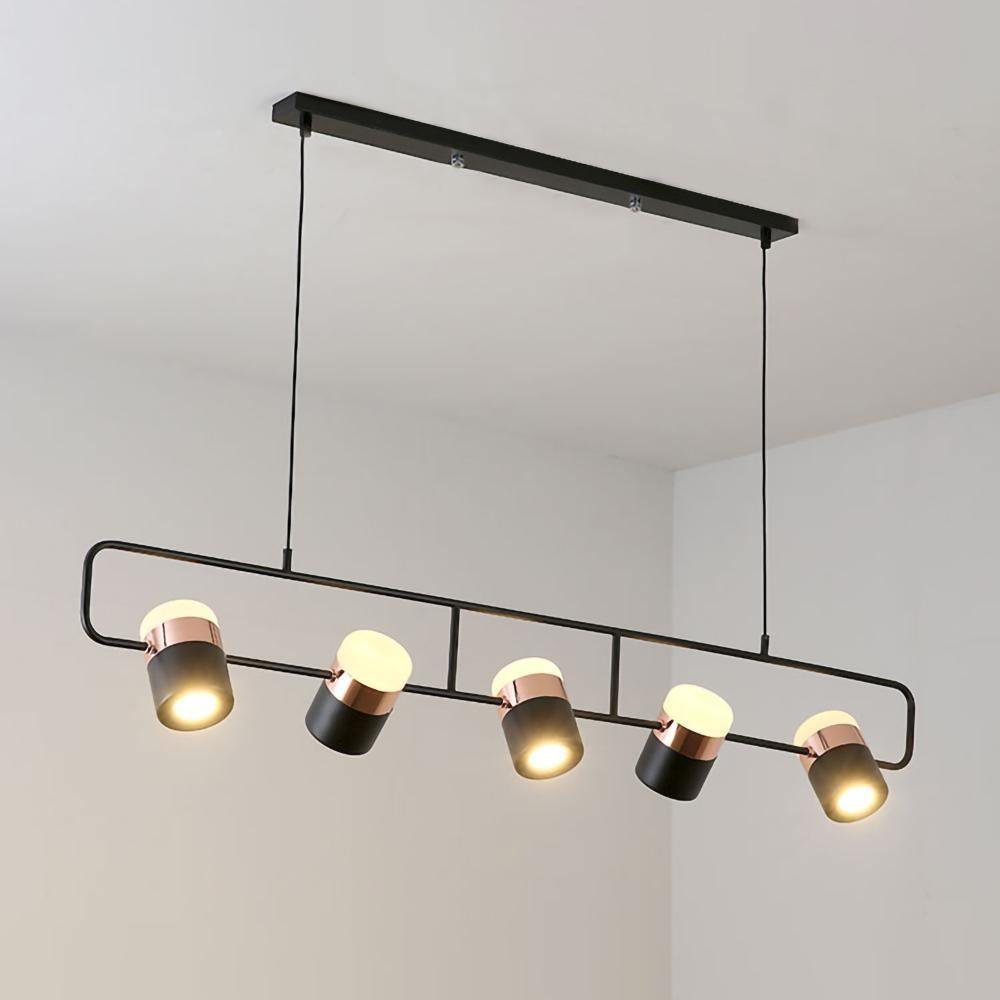 Ling P1 LED Pendant Light with 5 Heads: Size 43.3″ x 7.1″, Copper+Black Color, Cold White Lighting