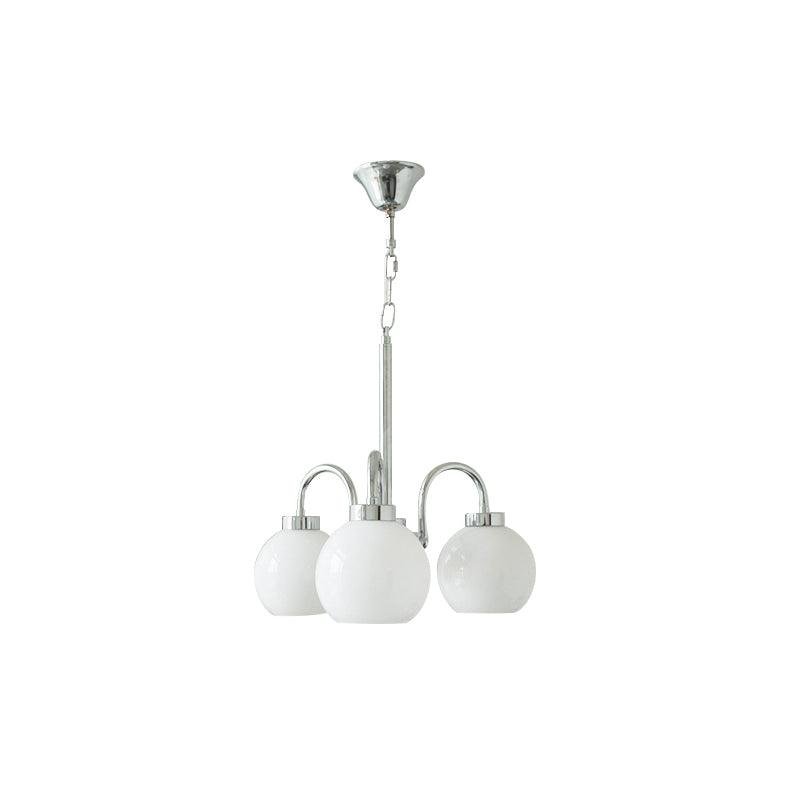 3-Headed White Loa Chandeliers with Dimensions of ∅ 20.4″ x H 16.5″ (52cm x 42cm)