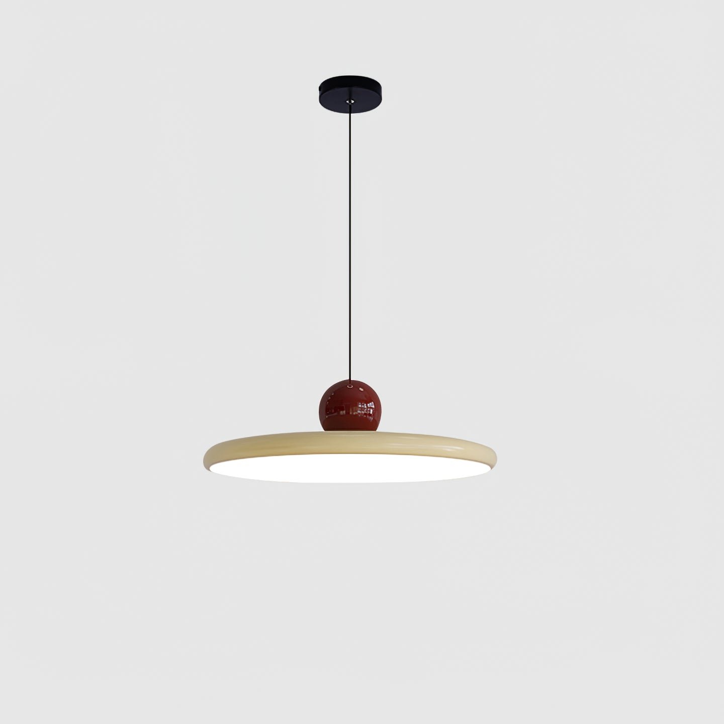 Lola Pendant Lamp in Red or Beige: 19.6 inch Diameter, 4.7 inch Height (50cm x 12cm), Emitting Cool White Light