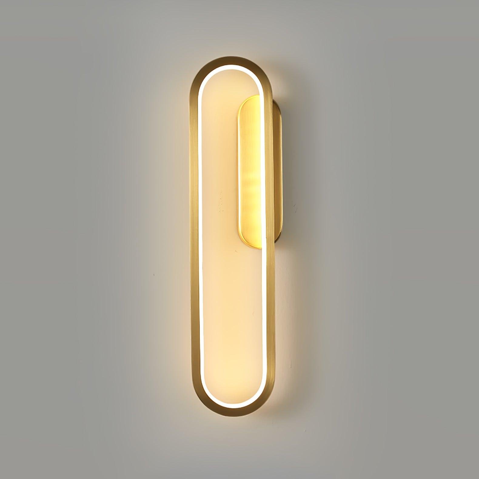 Long Ova Wall Lamp - Right Orientation: Diameter 3.9 inches x Height 15.7 inches or Diameter 10cm x Height 40cm, made of Brass with a Cool Light