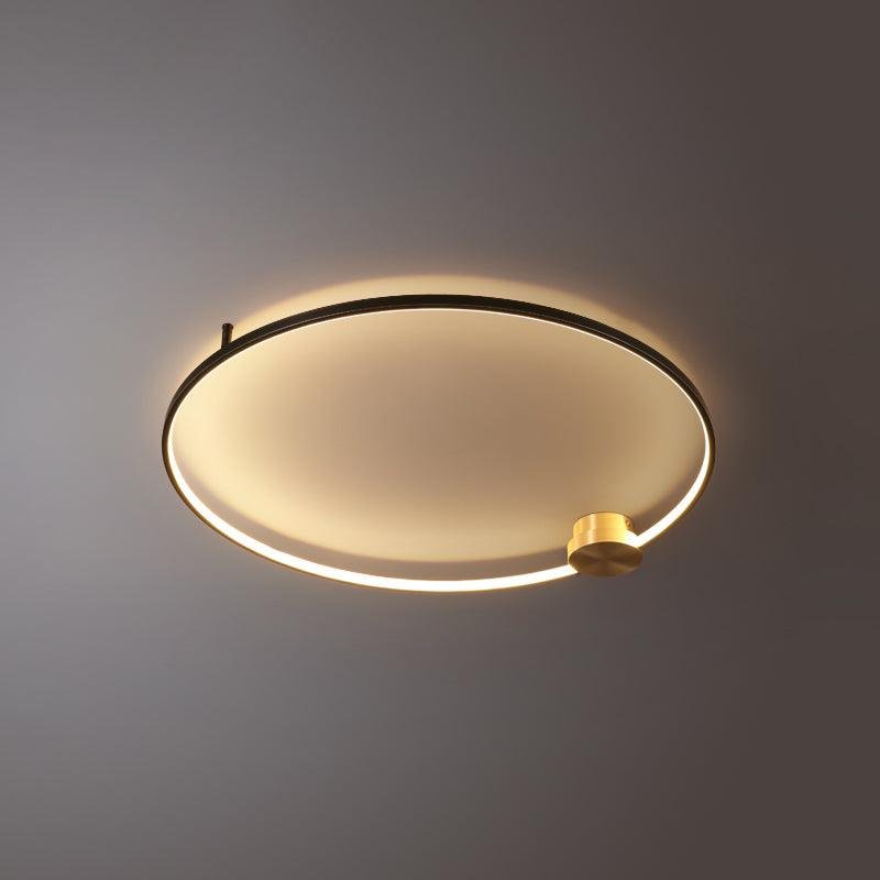 Black Loop LED Ceiling Light Lap - Diameter 31.5 inches x Height 2.4 inches (80cm x 6cm), with Three-color Changing Light