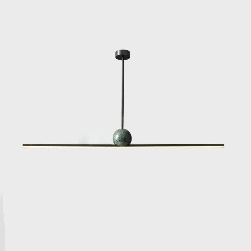 Linear Pendant Lamp in Black and Green Marble, with Three-Color Changing and Dimensions L 50.4″ x H 4.7″ (L 128cm x H 12cm)