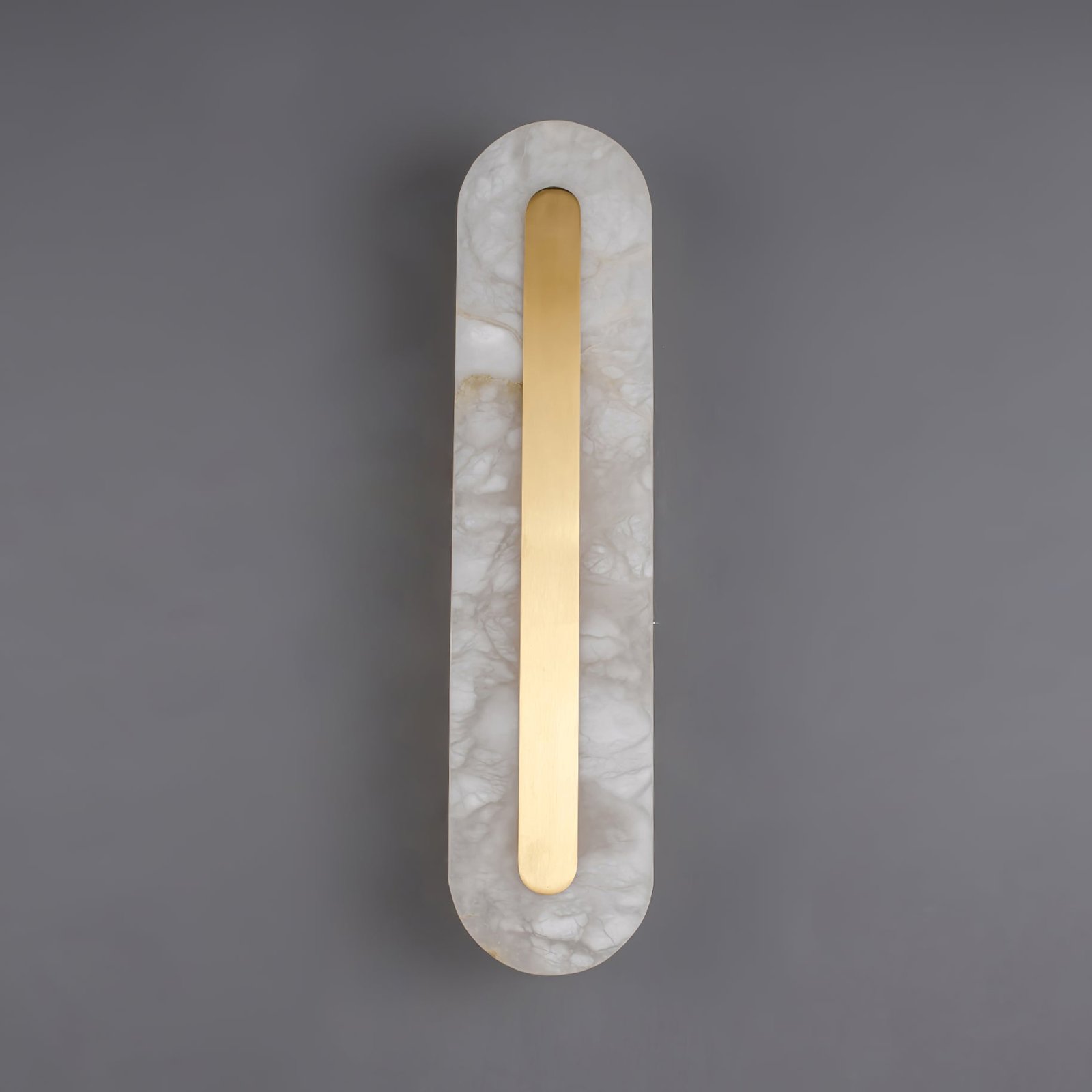 Marble Rounded Wall Lights - Set of 2, White & Brass, Cool Light, 5.5 inch Diameter, 23.6 inch Height