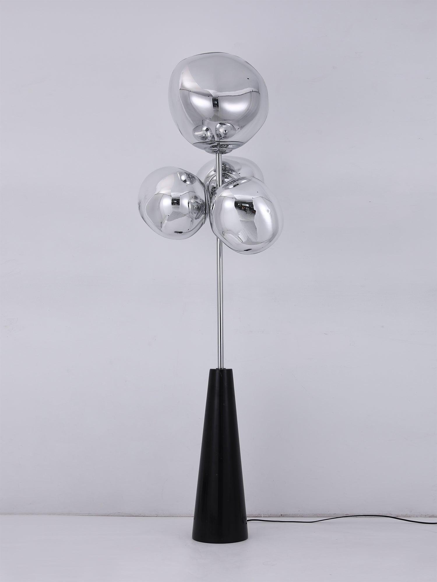 Floor Lamp - Melt Column, 22.8" Diameter x 68.9" Height (58cm x 175cm), Chrome and Black Finish, UK Plug