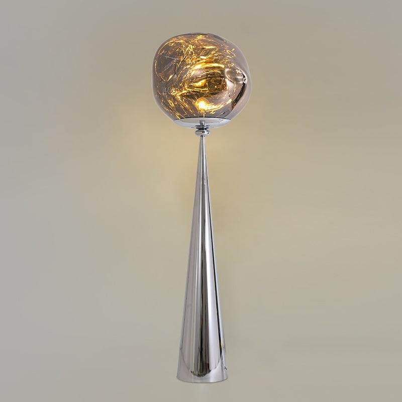 "Chrome+Smoky Melt Cone Floor Lamp with UK Plug, Diameter 13.8" x Height 57.1" (35cm x 145cm)