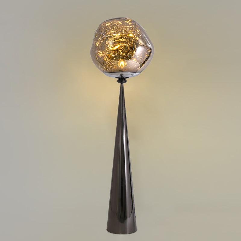 Black+Smoky Melt Cone Floor Lamp with EU plug, measuring 13.8″ in diameter and 57.1″ in height (35cm x 145cm)
