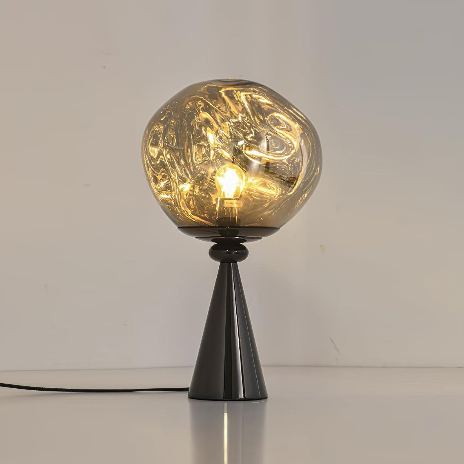 Black and Smoky Melt Cone Table Lamp - UK Plug, Diameter 11 inches x Height 17.7 inches (28cm x 45cm)