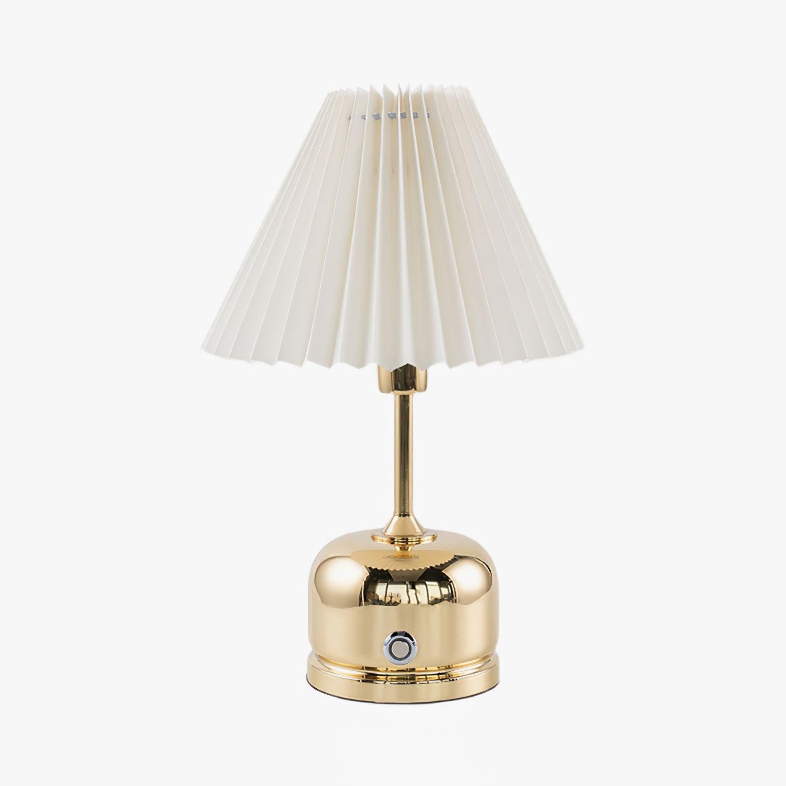 Antique Gold Metal Table Lamp with UK Plug, measuring ∅ 8.7″ x H 13″ (Dia 22cm x H 33cm)