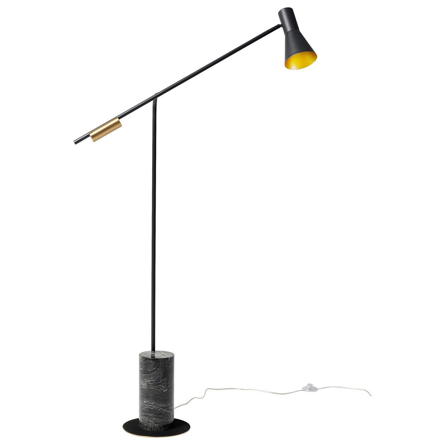 Black+Black Marble Metro Floor Lamp with UK plug, measuring ∅ 43.3″ x H 66.9″ (Dia 110cm x H 170cm)