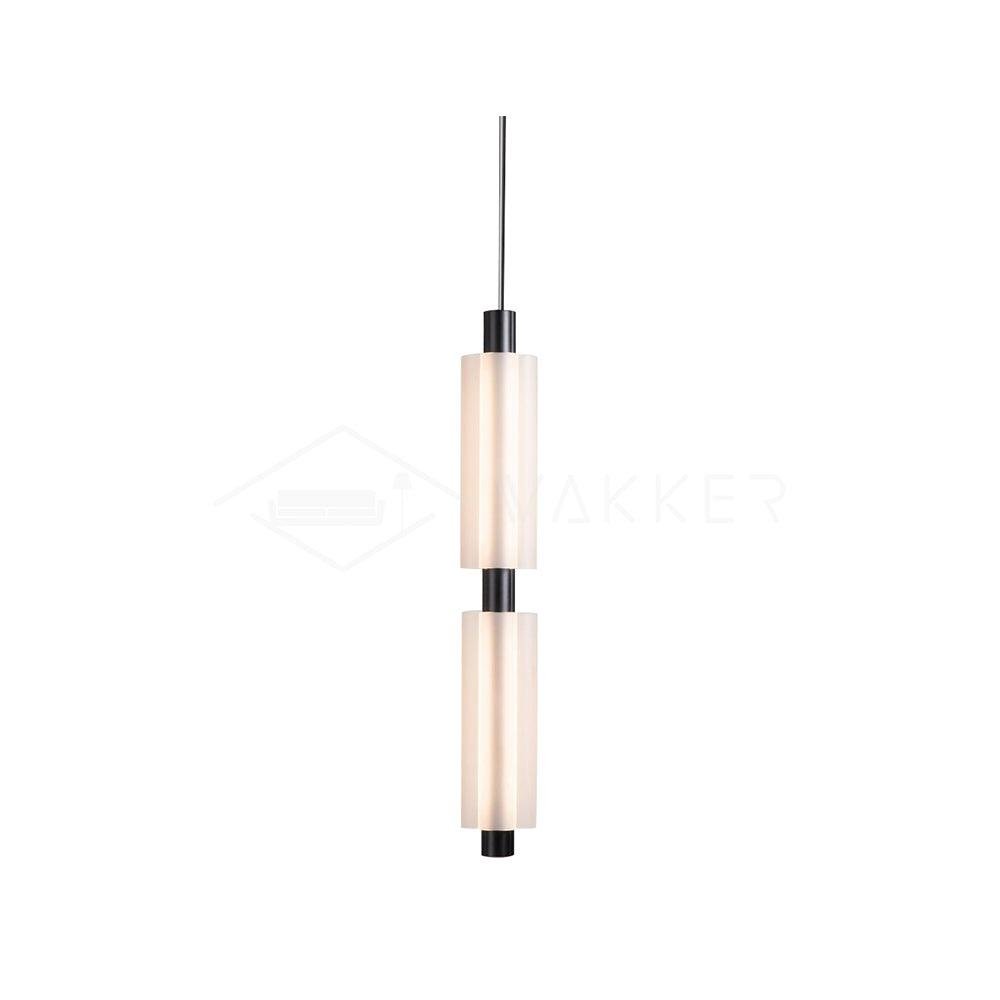 Black Metropol Pendant Lamp with 2 Heads, measuring 4.8 inches in diameter and 28 inches in height (11cm x 71cm), featuring a Cold White light.