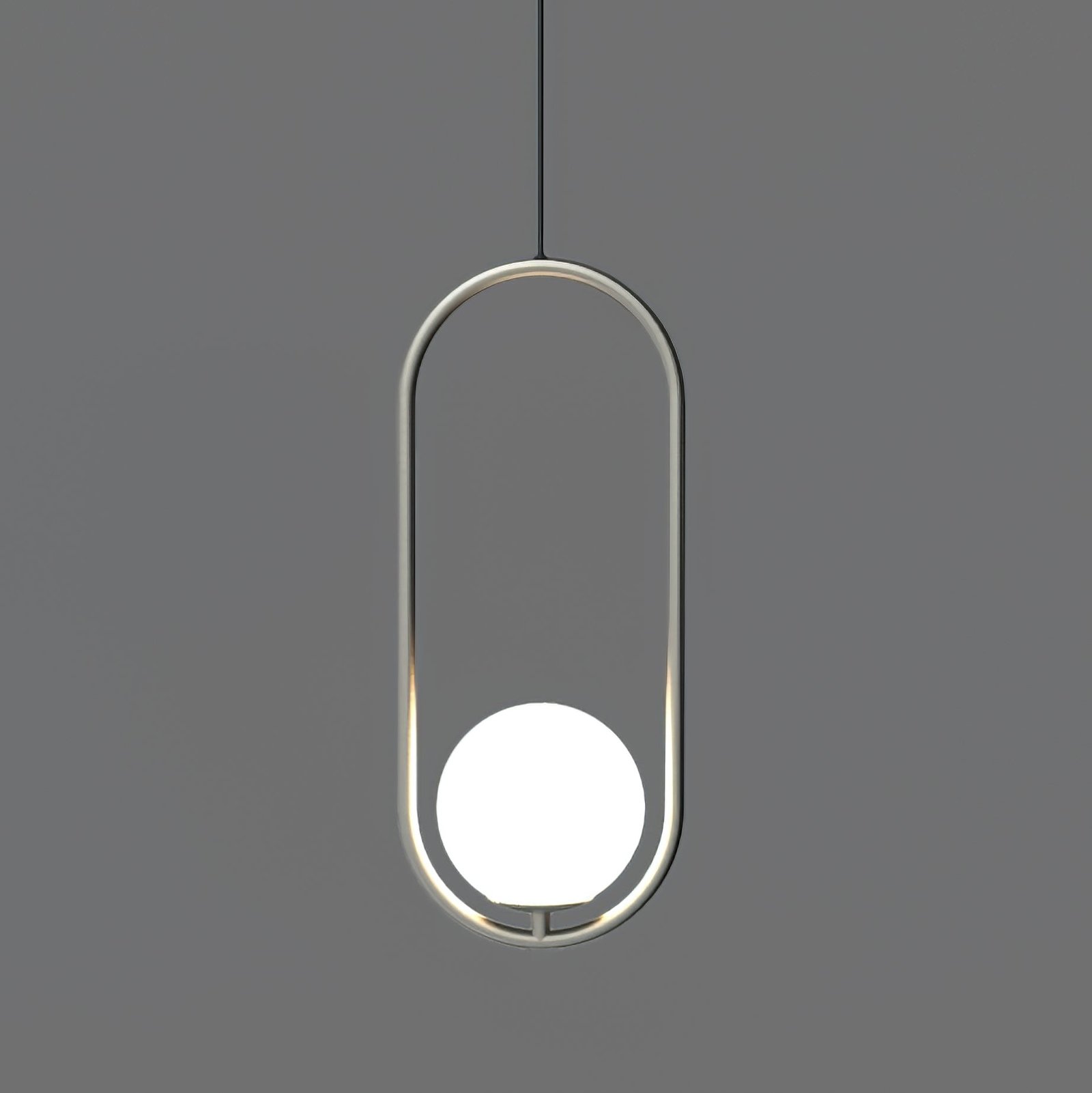 Rephrase: Mila Pendant Lamp in Silver with a Diameter of 9.8 inches and a Height of 19.7 inches (25cm x 50cm)