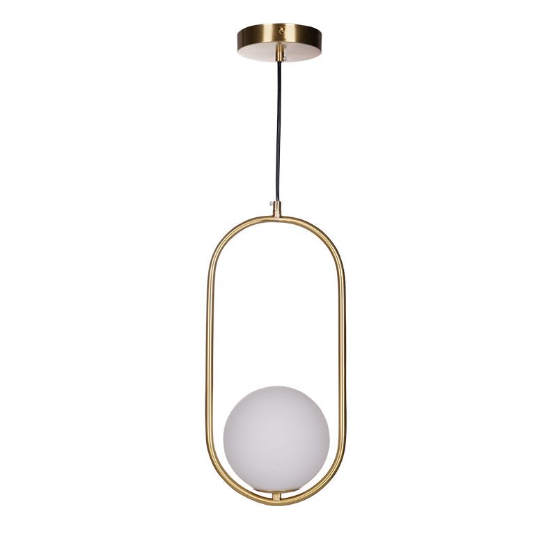 Gold Mila Pendant Lamp with a diameter of 9.8 inches and a height of 19.7 inches (25cm x 50cm).