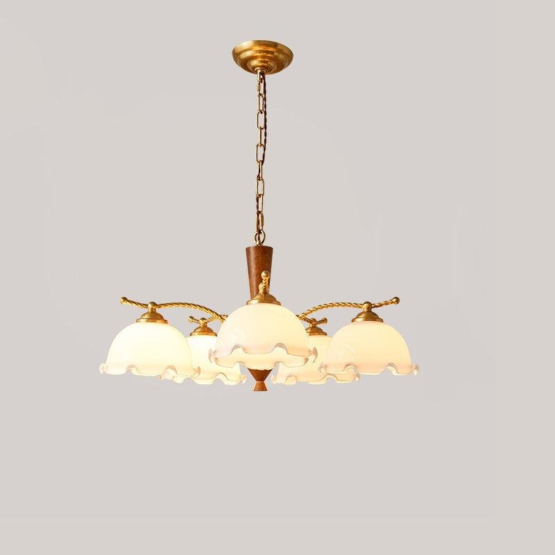 5-headed Milky Flower Chandelier with a diameter of 31.4 inches and a height of 13.7 inches (80cm x 35cm).