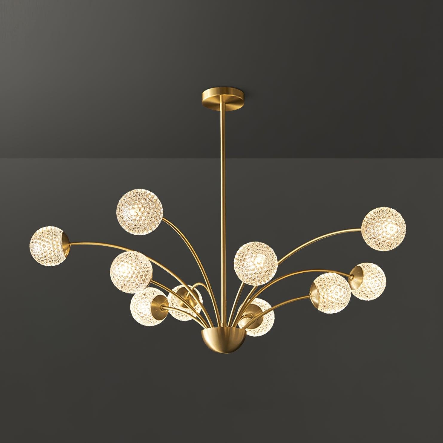 Chandelier Millender with 10 Heads, Diameter 37.4 inches x Height 10.2 inches (95cm x 26cm), made of Brass and Opaque materials