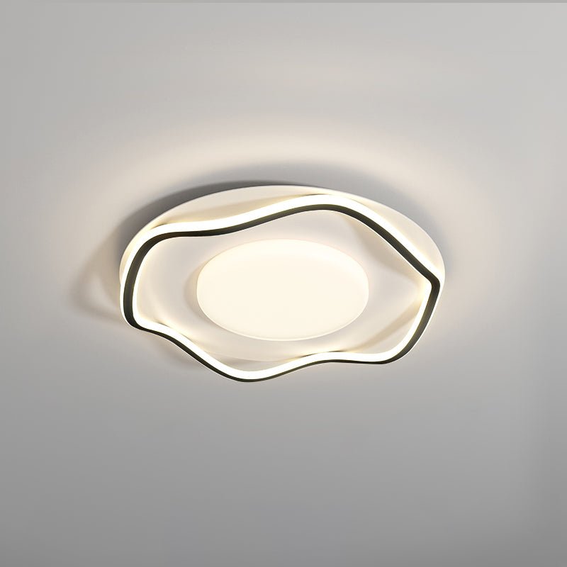 Minimalist Cloud Shape Ceiling Lamp ∅ 18.9″ x H 3.9″ , Dia 48cm x H 10cm , White+Black , Cool Light