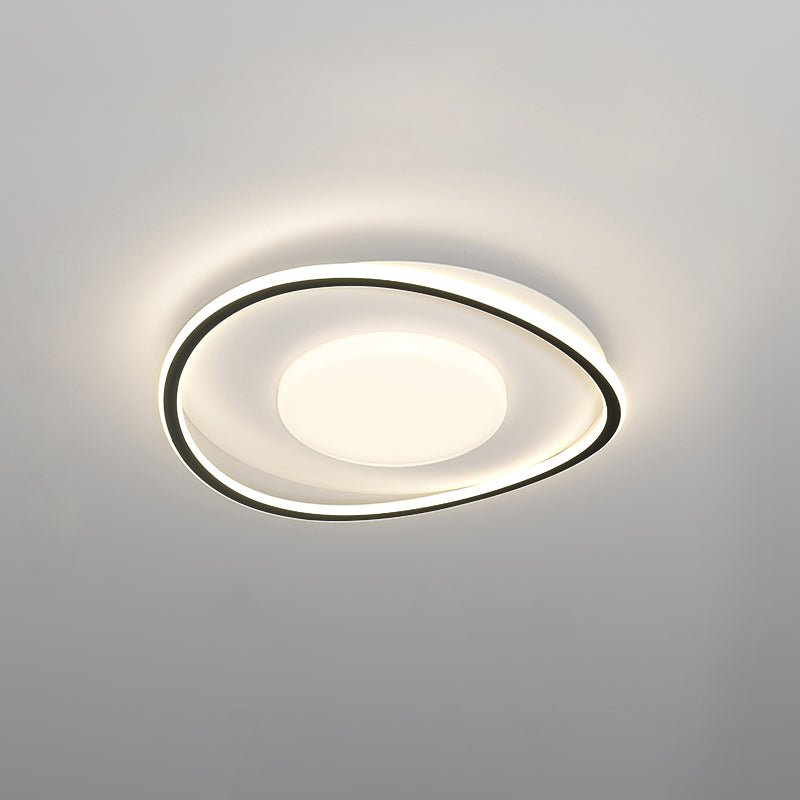 Minimalist Geometry LED Ceiling Light ∅ 18.9″ x H 3.9″ , Dia 48cm x H 10cm , White+Black , Cool Light